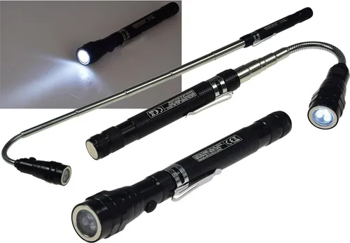 ChiliTec 22512 Teleskop Pick-Up Werkzeug mit LED Je 1 Magnet Kopf+Fuß, Schwanenhals