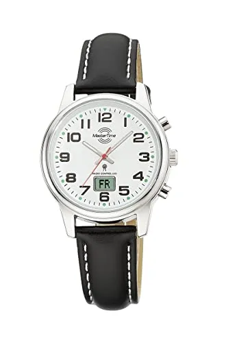 Master Time Funk Quarz Damen Uhr MTLA-10817-12L - Armbanduhren für Damen mit analog-digitaler Anzeige, funkautomatischer Zeitumstellung und einem stilvollen Lederarmband für stets präzise Zeit.