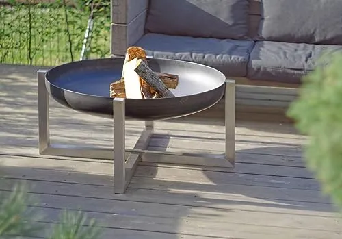 Svenskav Feuerschale Cross 79cm - Edelstahl Feuerschale für Garten & Terrasse - Moderne Feuerschale aus robustem Edelstahl, ideal für Garten und Terrasse. Schaffen Sie eine einladende Atmosphäre und nutzen Sie sie auch zum Grillen oder BBQ.