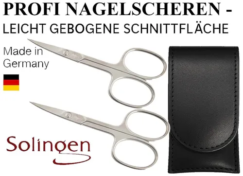 EloModa Nagelschere 2x Solingen Nagelschere gehärteter Stahl – Extra scharf mit gebogener, (2-tlg), gebogener Schnittfläche