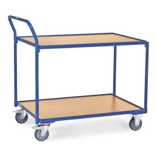 Fetra Tischwagen 2744 - Tischwagen aus Stahlrohr mit 2 stabilen Böden, ideal für den Einsatz in Gastronomie oder Büro. Hohe Tragkraft von 80 kg und einfache Handhabung dank 4 Rollen und Schiebegriff.
