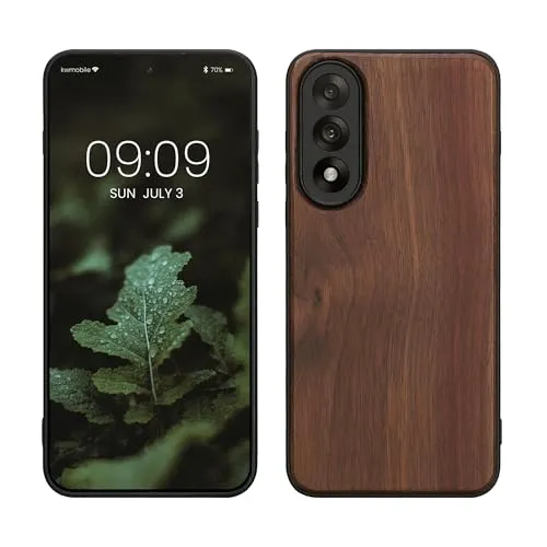 kwmobile Hülle kompatibel mit OnePlus Nord 5 Hülle - Holz Case - stoßfestes Handy Cover - TPU Handyhülle in Dunkelbraun