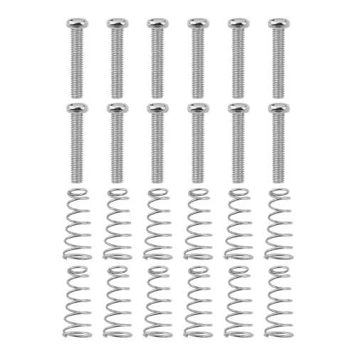 Create idea 12 Stück Gitarrensattel-Einstellschrauben Und -federn aus Chrom Gitarrenstegschrauben 3mm x 18mm für Gitarrensteg Gitarren-Tremolo Gitarrenstegteile Silber