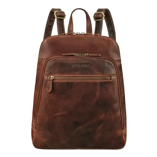 STILORD 'Giselle' Laptop-Rucksack aus Echtleder - Eleganter Tagesrucksack für Damen und Herren mit 10 Fächern, ideal für Business und Freizeit. Perfekt für 13-14 Zoll Laptops, bietet er viel Platz und ein stilvolles Design.