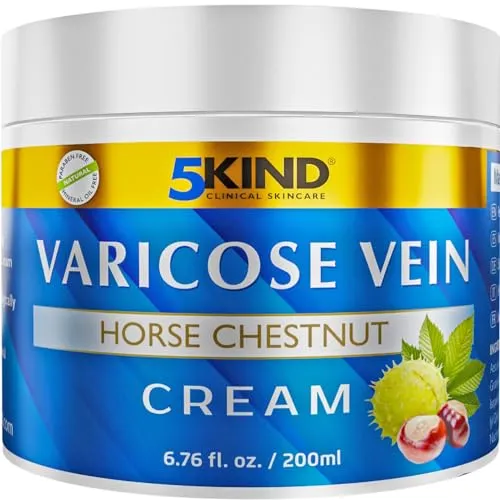 5kind Krampfadern Creme 200 ml – Die Verpackung kann variieren - Venensalbe für die Beine – Rosskastanien-Creme gegen Krampfadern – 7 natürliche Wirkstoffe – Besenreiser entfernen Creme