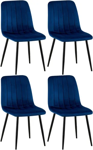 CLP 4er Set Stühle Dijon - Samt mit Ziernähten - Stühle, modernes Design mit bequem gepolsterten Sitzen für langanhaltenden Komfort, ideal für jedes Wohnambiente.