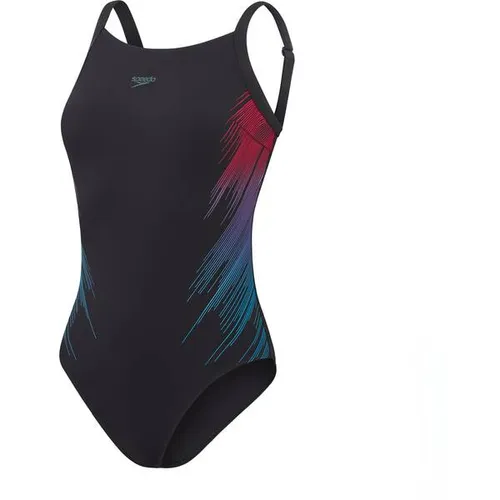 SPEEDO Damen Badeanzug SHAPING SCOOP NECK 1PC PLMT AF - Badeanzüge, raffinierter Schnitt mit Rundhalsausschnitt und Seitendruck, stützende Passform durch verdeckte Brustpartie und verstellbare Träger, ultrachlorresistentes LYCRA XTRA LIFE-Gewebe für Langlebigkeit.