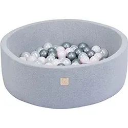 MISIOO Smart Bällebad 90x30 cm/200 Bälle - Bällebader Kinder für Baby Zimmer - Baby Spielzeug - Hellgrau: Hellrosa/Perlen/Silber