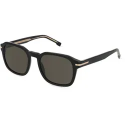 BOSS 1627/S Herren-Sonnenbrille - Sportbrillen mit stylischem, eckigem Acetat-Gestell in Schwarz und grauen Gläsern für optimalen UV-Schutz und modischen Look.