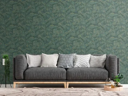 Vliestapete Blätter Dschungel Tropisch Grün Gold Metallic 39340-1 (2,43€/1qm)