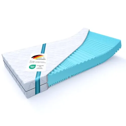 MSS e.K. Aqua Deluxe - 7 Zonen Wellness Kaltschaummatratze 70x200 cm - Matratze mit 2 Härtegraden (H2 & H3) für individuellen Schlafkomfort. Atmungsaktiver Kaltschaum und Oeko-TEX geprüft, ideal für Allergiker und Kinder.
