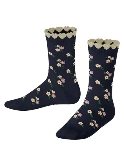 FALKE Unisex Kinder Socken Ditsy Flowers K So Baumwolle gemustert 1 Paar, Blau Space Blue 6116, 39-42