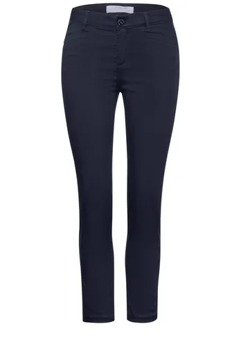 STREET ONE Chinohose in Satin-Optik, Gr. 34 - Länge 26, deep blue - Damen Chinohose in schmaler Beinform, ideal für Freizeitlooks. Die weiche Baumwollmischung sorgt für hohen Tragekomfort und die Satin-Optik verleiht einen eleganten Touch.