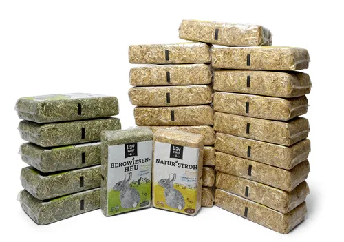 Hayrabbit - Natur-Stroh und Bergwiesenheu - Kombi 6kg Heu und 18kg Stroh