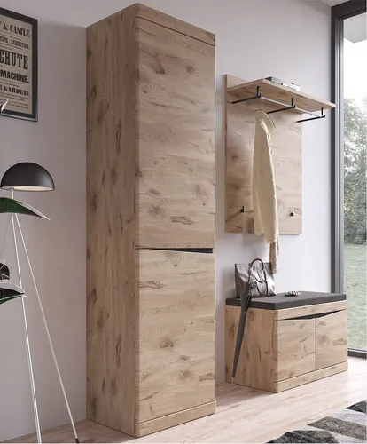 Garderoben Set 3-teilig modern in Eiche TRIPOLI-129