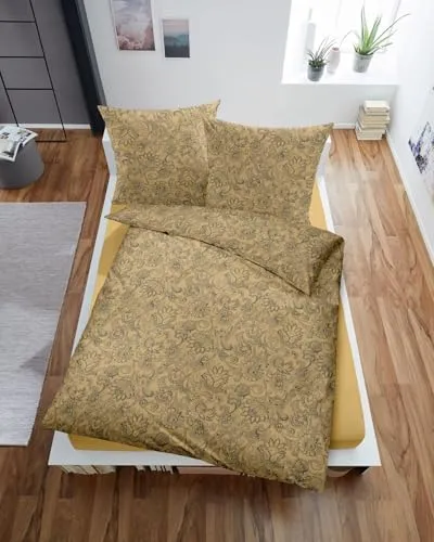 Dormisette Melange Flanell Bettwäsche 155x220 - Kuschelige Wärme mit Paisley Blumen - Bettwäsche-Set aus hochwertigem Feinflanell, 2-teilig mit Reißverschluss. Angenehm weich und hautsympathisch, ideal für warme Nächte.