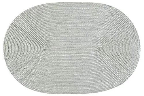 Haus und Deko Platzset Polypro oval ca. 45 x 30 cm Silbergrau Platzdeckchen Tischset geflochtene Bast-Optik