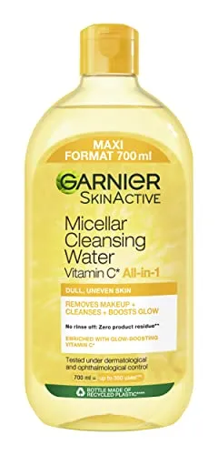 Produktbild Garnier Sanftes Mizellen Gesichtswasser, Schonendes Reinigungswasser zum Entfernen von Make-Up, Für einen strahlenden und wachen Teint, Mit Vitamin C, SkinActive All-in-1, 1 x 700 ml