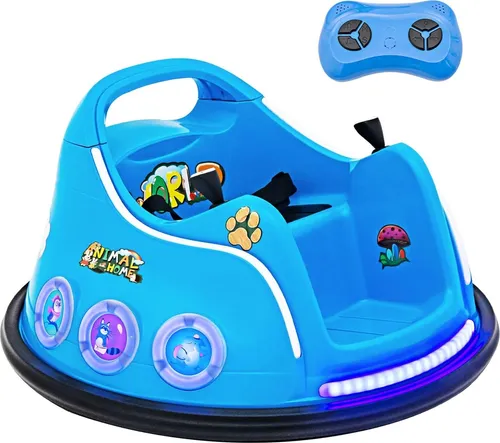 GOPLUS 12V Kinder Autoscooter - Elektrischer Bumper Car mit Fernbedienung - Elektrofahrzeuge, aufregendes Fahrerlebnis mit 360-Grad-Drehungen, blinkenden LED-Lichtern und Musik für unvergesslichen Spaß!
