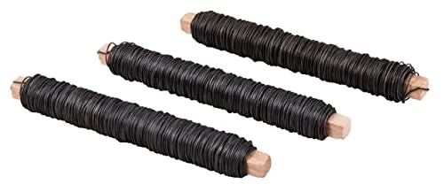 Rayher Blumendraht, geglüht, auf Holzwickel, 0,65 mm ø, schwarz, 3 Stück à 100 g, biegsam, stabil und vielseitig als Bindedraht, Pflanzendraht, Basteldraht und Wickeldraht einsetzbar, 24127576