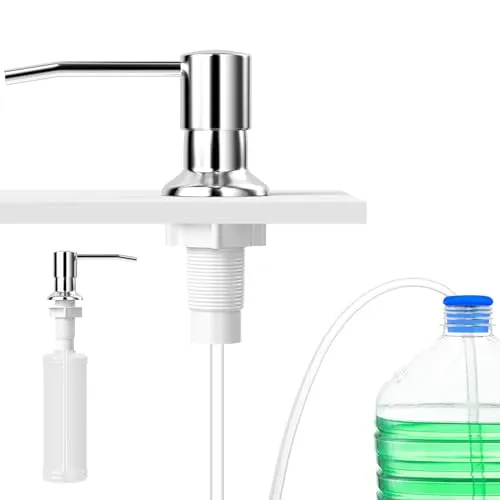 Traxenta Edelstahl Seifenspender Pumpkopf, 500ml Spulmitteldosierer Aufsatz | Küche Arbeitsplatte Spülmittelspender, Duschgel Pumpspender Spülmittel Spender, Dish Soap Dispenser Kitchen Spüli
