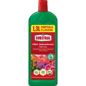 Substral Balkonpflanzen Nahrung Flüssigdünger, 1,3 Liter mit Humifirst & Eisen, Kraftvolles Pflanzenwachstum & Blütenpracht