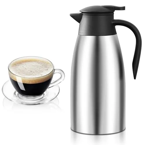 Liter Thermoskanne Edelstahl, Isolierkanne, Edelstahl Isolierkanne, 304 Edelstahl Isolierte Isolierkanne, 24 Stunden Wärmedämmung, Für Wasserkocher, Teekannen Und Kaffeemaschinen 2