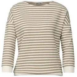 STREET ONE Sweatshirt mit Streifenmuster - Stylisches Damen-Oberteil in Größe 36, mit 3/4-Ärmeln und weicher, dehnbarer Sweat-Qualität für höchsten Tragekomfort.