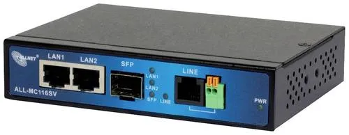 Allnet ALL-MC116SV-VDSL2 VDSL Modem - Zubehör für schnelles Internet, unterstützt Vectoring-Technologie und bietet flexible LAN-Erweiterung mit 2x Ethernet-Ports und SFP Steckplatz.