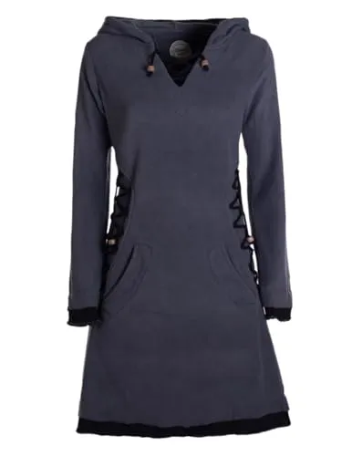 Vishes - Alternative Bekleidung - Extra warmes Damen Elfenkleid Winterkleid Sweatkleid Eco-Fleece grau 42