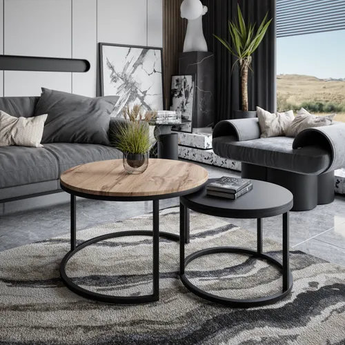 Lookway Couchtisch Ciri MIX, Braun, Rund, 70x48 cm von Lookway