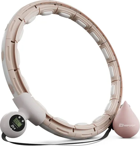 Hop-Sport Hula Hoop Reifen HS-C113HH, mit Gewicht & 16 Massagenoppen, einstellbare Größe (69-110 cm), für Erwachsene - Fitness & Bauchmuskeltraining (Beige)