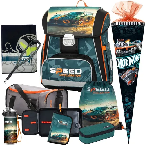 Auto-Speed Acceleration Oxy Bag Premium Schulranzen-Set 9tlg. mit Sporttasche