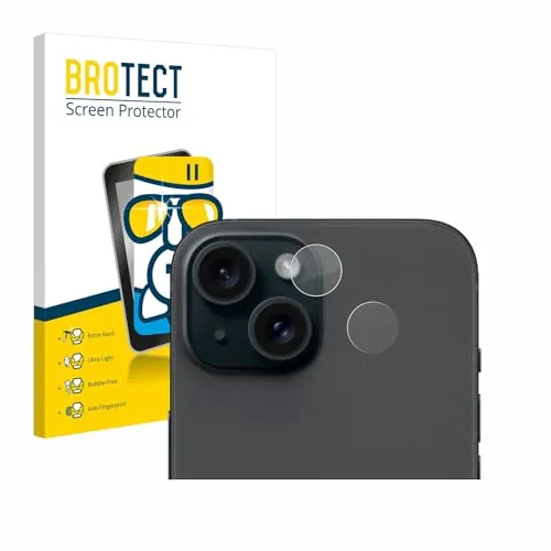 BROTECT Schutzglas für Apple iPhone 15 (NUR Kameraschutz) Schutzfolie Panzer Folie Glas[Extrem Kratzfest 9H, Anti-Fingerprint, Ultra-Transparent]
