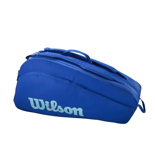 Wilson Ultra V5 Tour 12Pk Schlägertasche Blau - Tennisschlägertasche in Blau, bietet Platz für bis zu 12 Schläger und ideal für ambitionierte Spieler, die ihre Ausrüstung stilvoll transportieren möchten.