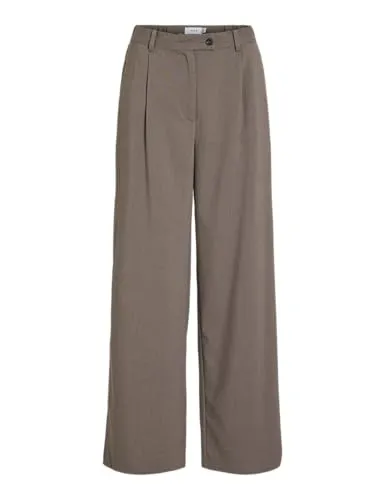 Vila Anzughose VISIFFE HW WIDE PANTS - NOOS braun 38 - Stoffhosen mit elastischem Bund für hohen Tragekomfort, modischer Relaxed Fit und pflegeleichtes Material - perfekt für jeden Anlass.