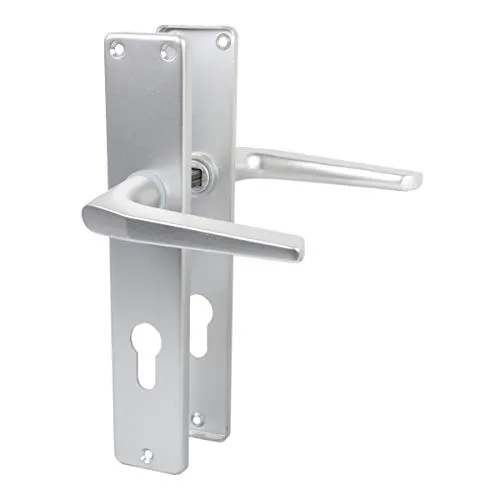 Türdrücker Türklinke Drückergarnitur aus Aluminium - Profilzylinder - Hochwertige Türdrücker Garnitur aus silber eloxiertem Aluminium, ideal für moderne Türen. Mit 8mm Vierkant und Langschild für optimale Sicherheit und Design.