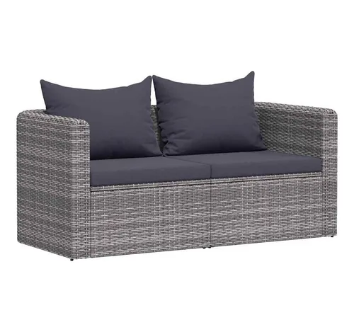 vidaXL Garten-Ecksofas 2 Stk. Grau Poly Rattan von vidaXL