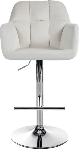 Deluke Barhocker Samt, Creme, Höhenverstellbar, 57x97x59 cm