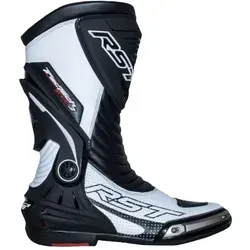 RST TracTech Evo III Stiefel - Schwarz/Weiß - 44 EU - Motorradstiefel mit Level 2/2/2/1 Zertifizierung für höchsten Schutz, ausgestattet mit TPU-Fersencockpit und rutschfester Rennsohle für optimale Sicherheit und Komfort.