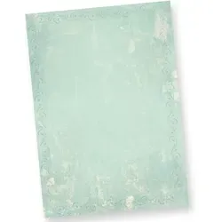 TATMOTIVE Briefpapier Türkis Grün marmoriert (250 Blatt) Vintage-Retro Beidseitig DIN A4 297 x 210 mm 90 g/qm