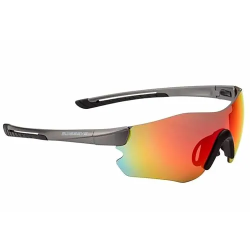 SWISSEYE Speedster Sportbrille (verstellbar, gummierte Bügelenden, großes Blickfeld, Etui, Mikrofaserbeutel & Wechselscheiben), dark grey matt