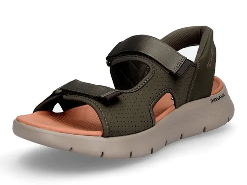 Skechers Herren Sandale Go Walk Flex SD Easy Entry – Oliv, Größe 48 EU - Sportliche Sandale in unifarbenem Design, ideal für den Alltag. Mit praktischem Klettverschluss und angenehmem Innenmaterial für hohen Tragekomfort.