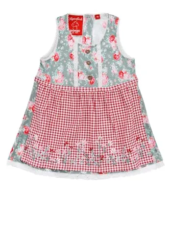 BONDI Trachtenkleid Dirndlkleid Baby/Kleinkind - Sommerblumen in Salbei/Rot - Kinder-Kleider & -Röcke, aus 95% Baumwolle für hohen Tragekomfort und ideal für festliche Anlässe.