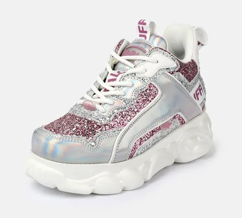 Buffalo CLD Chai Plateausneaker mit Glitter in Rosa/Weiß von Buffalo