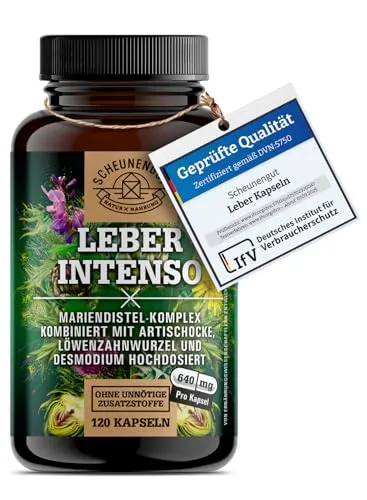LEBER INTENSO® Leber Kapseln Hochdosiert - Laborgeprüft mit Mariendistel und Artischocke - Pflanzliches Ergänzungsmittel Artischocke mit hochdosierten Inhaltsstoffen für Ihre Lebergesundheit. Einzigartige 2-Monatskur für maximale Wirkung zum günstigen Preis!