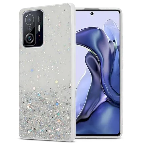 Cadorabo Hülle kompatibel mit Xiaomi 11T / 11T PRO Rundumschutz TPU Silikon Case Mädchen Glitzer Strass Design Slim Kratzfest Weiche Gummi Bling Schutzhülle für Xiaomi 11T / 11T PRO in Transparent