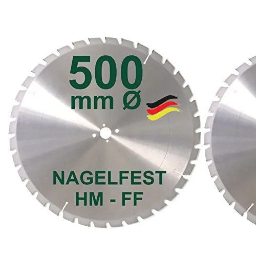 HM Sägeblatt 500 x 30 mm NAGELFEST FF Hartmetall FSP Kreissägeblatt 500mm für Bauholz Brennholz Schalholz Leimholz zum Sägen mit Wippsäge Tischkreissäge Kreissäge Kappsäge Brennholzsäge Tischsäge