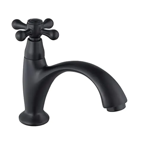 ZXC Retro Standventil, Vintage Kaltwasser Armatur, Nostalgie Wasserhahn in Schwarz Matt