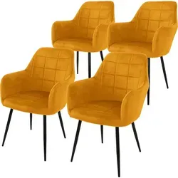 ML-Design 4er Set Samt Esszimmerstühle - Elegante Polsterstühle mit 45 cm Sitzhöhe und ergonomischer Rücken- und Armlehne. Der samtweiche Bezug sorgt für höchsten Komfort und ein luxuriöses Ambiente in deinem Esszimmer oder Büro.